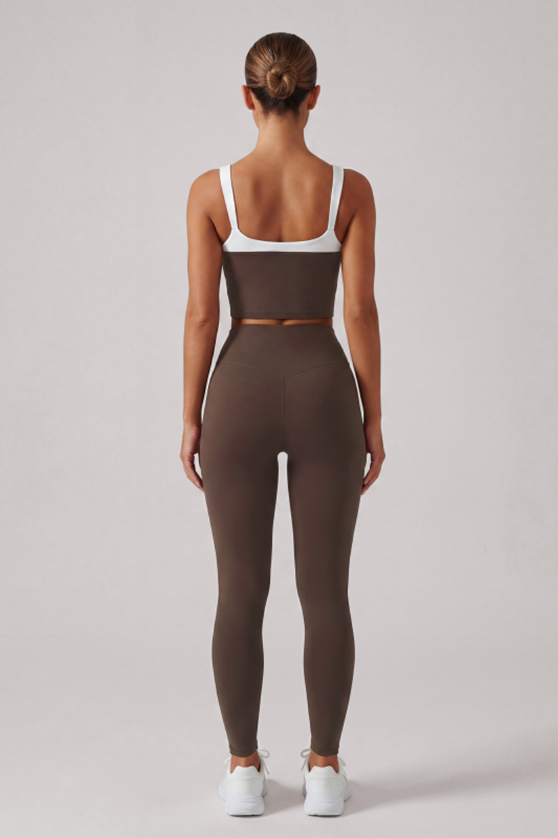 Women's U-Back Cropped Tank Top & High Rise Leggings Set