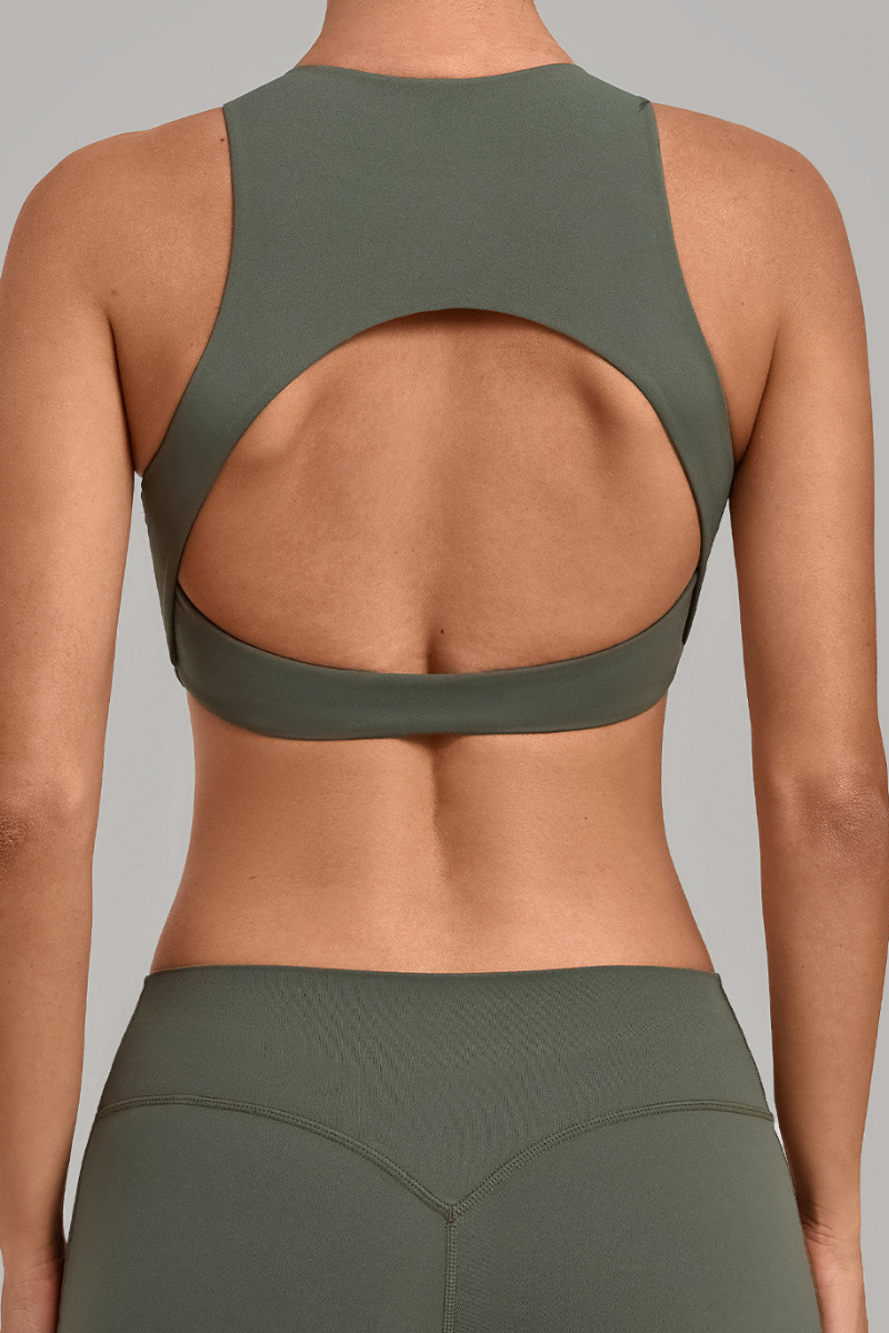 Women's High Neck Padded Racerback Cropped Sports Bra