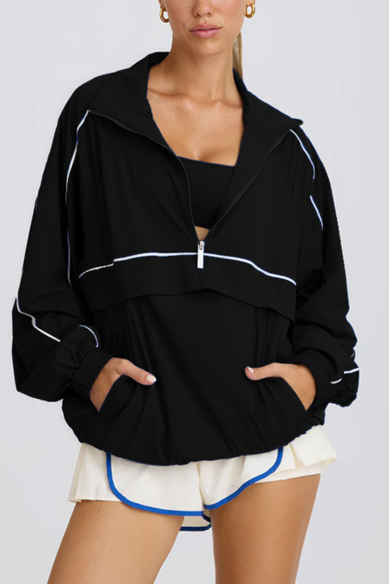 Women's Half-Zip Oversized Windbreaker Sweatshirt