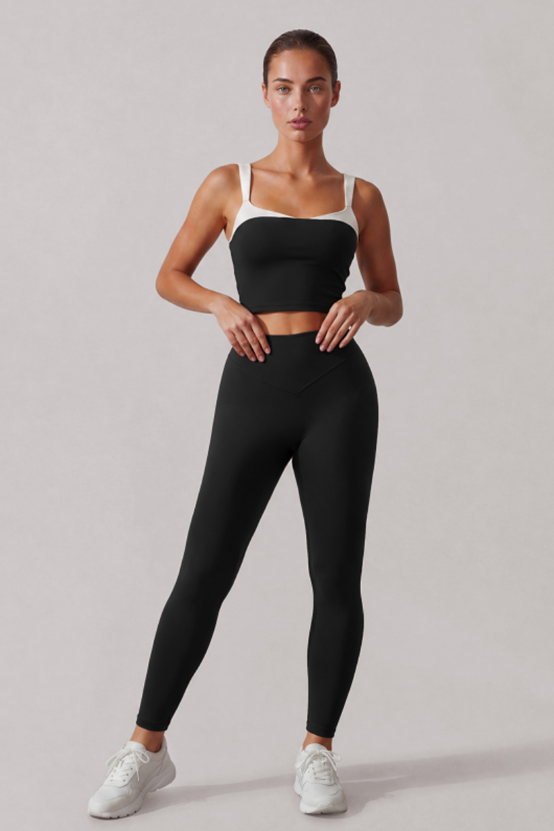 Women's U-Back Cropped Tank Top & High Rise Leggings Set