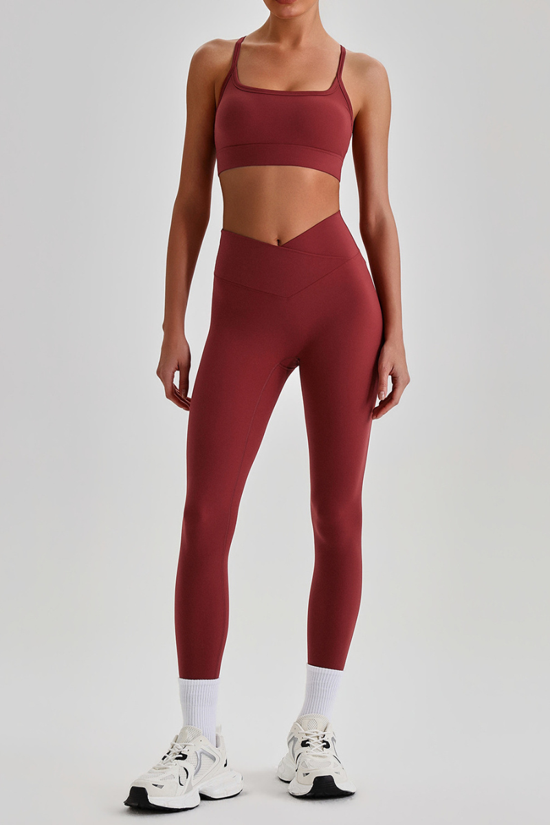 Women's Crisscross Back Bra & V-Waist Yoga Leggings Set