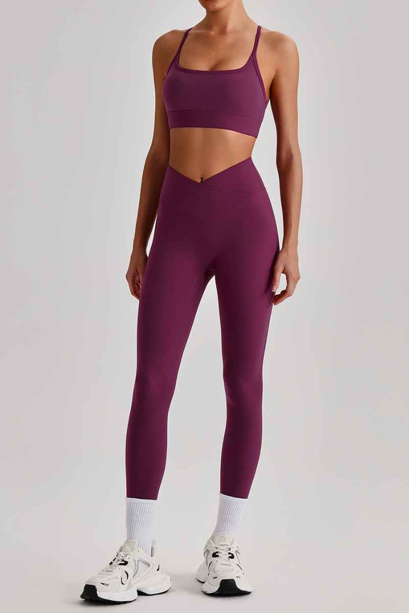 Women's Crisscross Back Bra & V-Waist Yoga Leggings Set