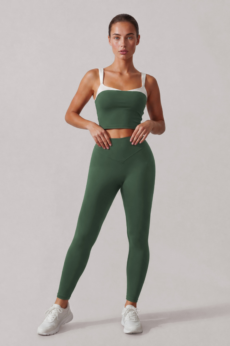 Women's U-Back Cropped Tank Top & High Rise Leggings Set