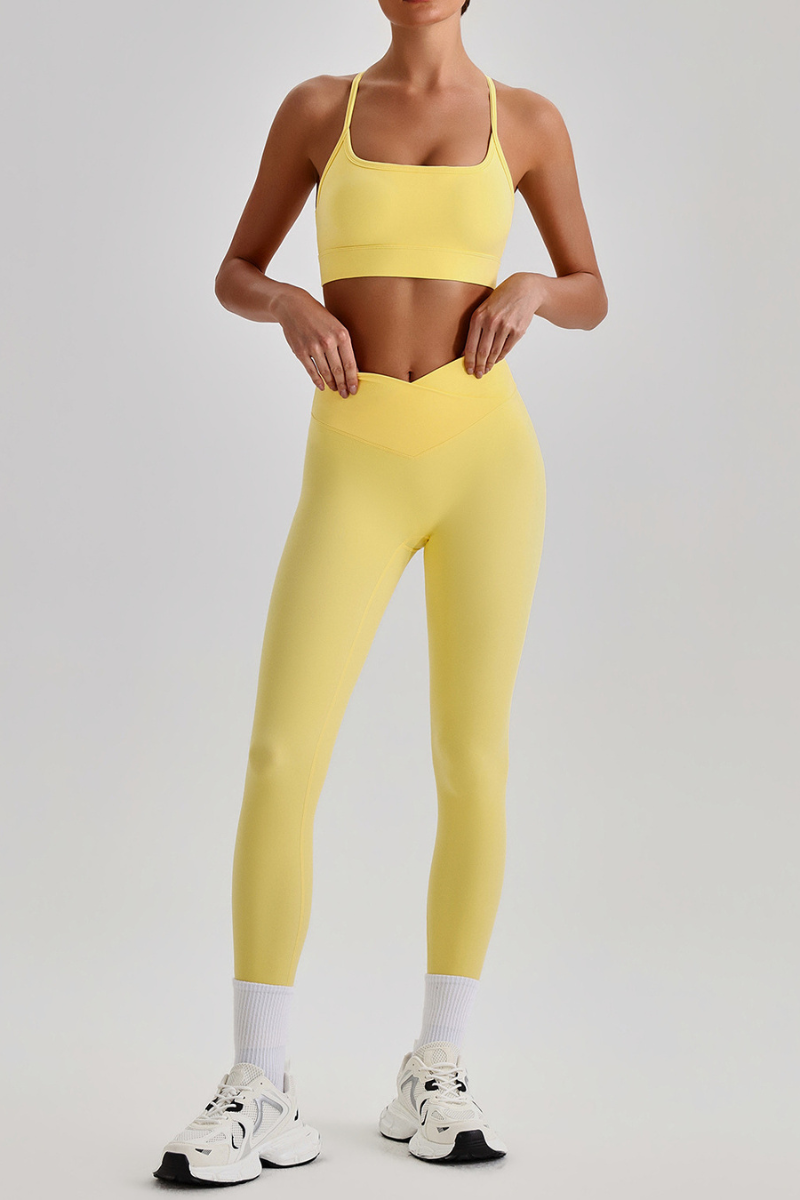 Women's Crisscross Back Bra & V-Waist Yoga Leggings Set