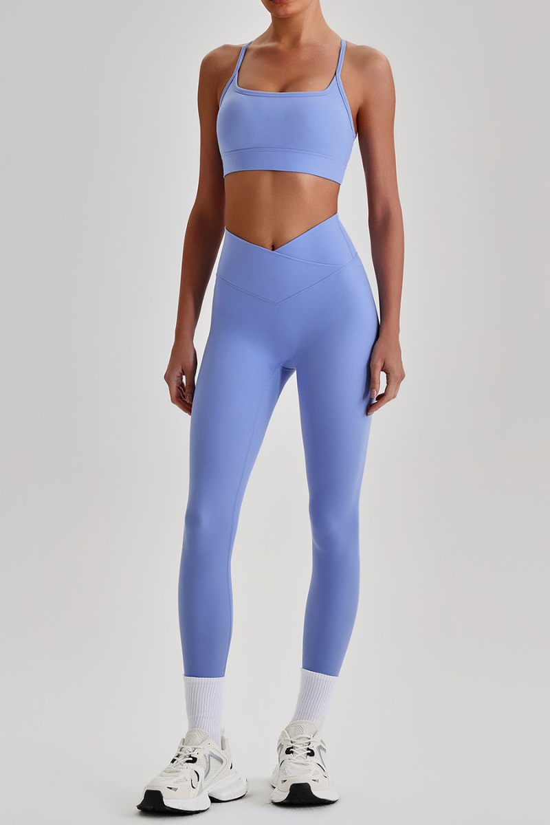 Women's Crisscross Back Bra & V-Waist Yoga Leggings Set