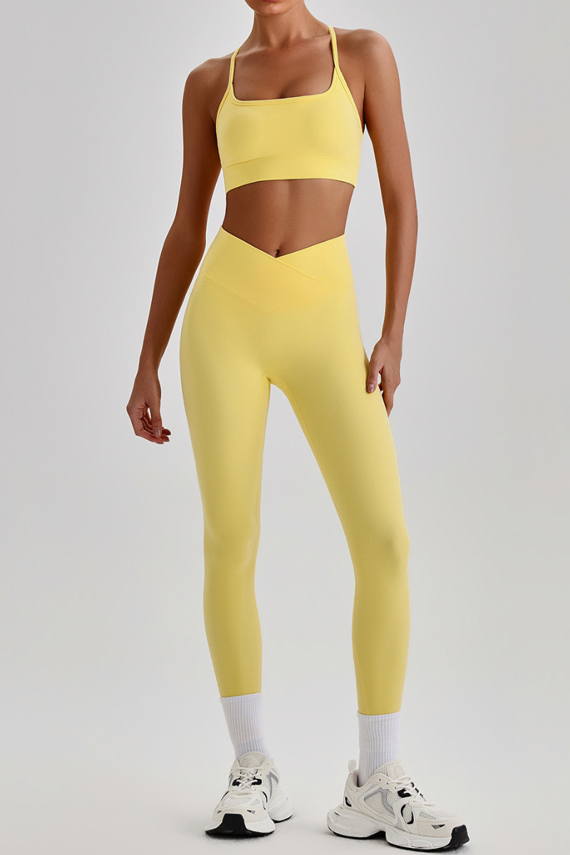 Women's Crisscross Back Bra & V-Waist Yoga Leggings Set
