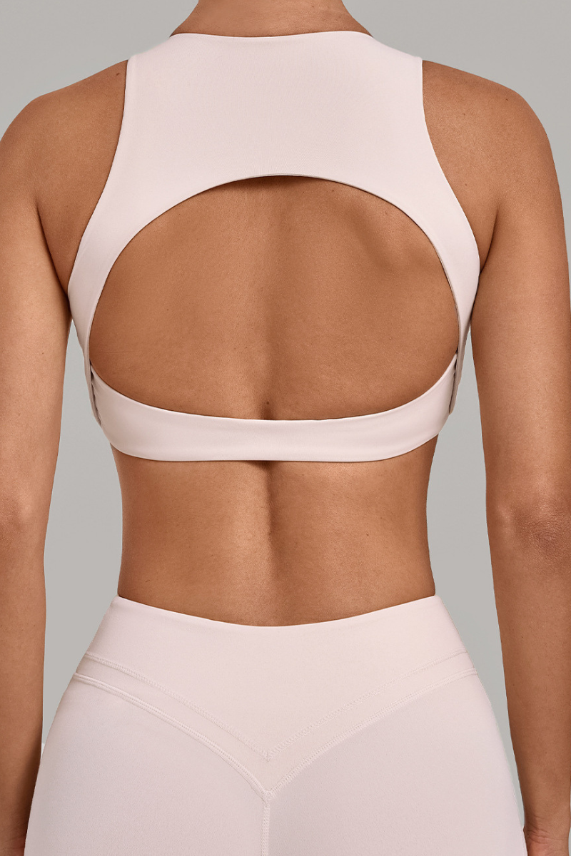 Women's High Neck Padded Racerback Cropped Sports Bra