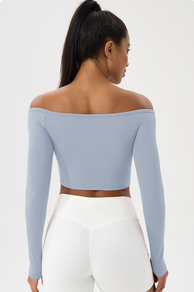 Women's Off the Shoulder Cropped Long-Sleeve Top