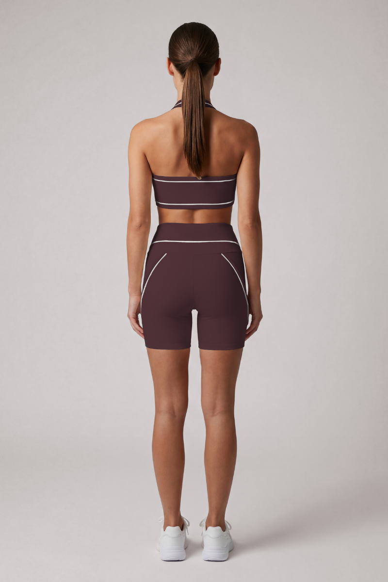 Women's Color Block Halterneck Bra And Shorts Yoga Sets