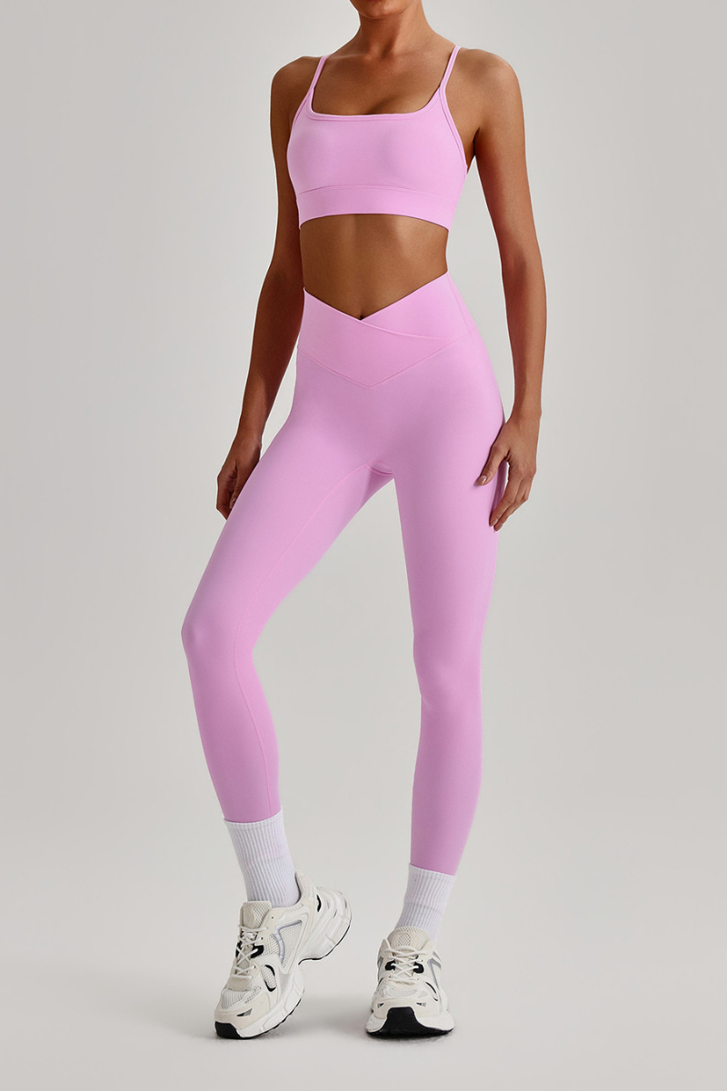 Women's Crisscross Back Bra & V-Waist Yoga Leggings Set