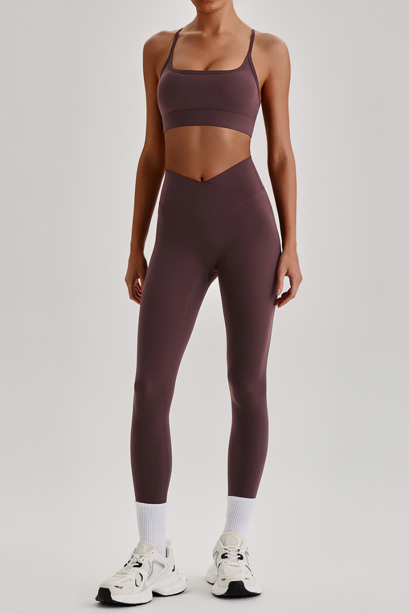 Women's Crisscross Back Bra & V-Waist Yoga Leggings Set