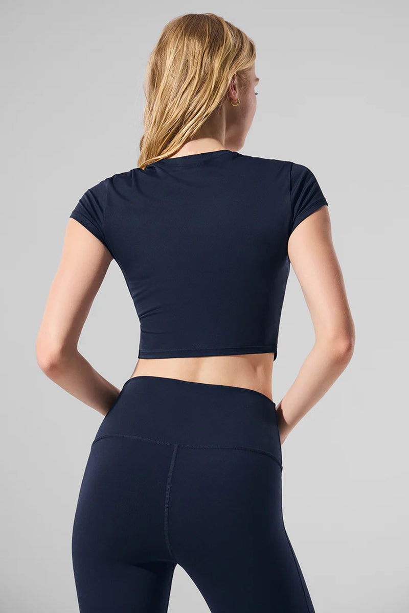 Women Cropped Soft-Feel Round Neck Fitness T-Shirt