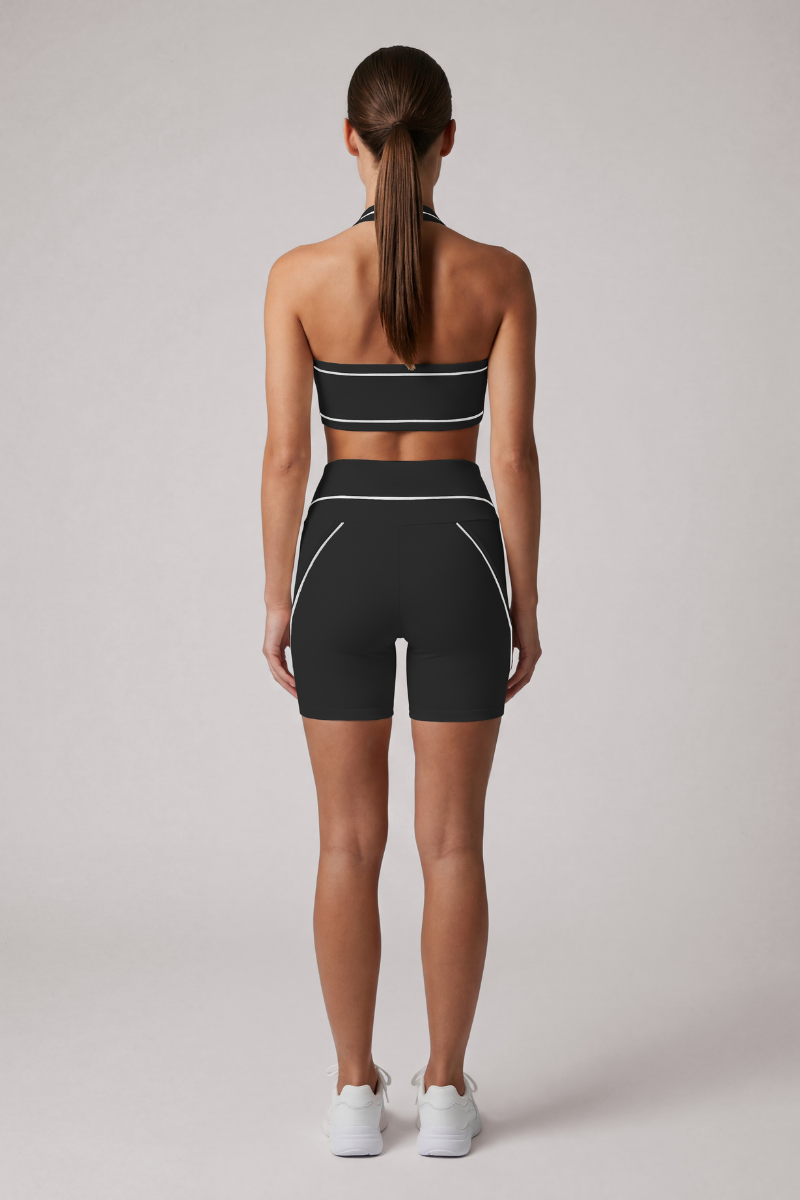Women's Color Block Halterneck Bra And Shorts Yoga Sets
