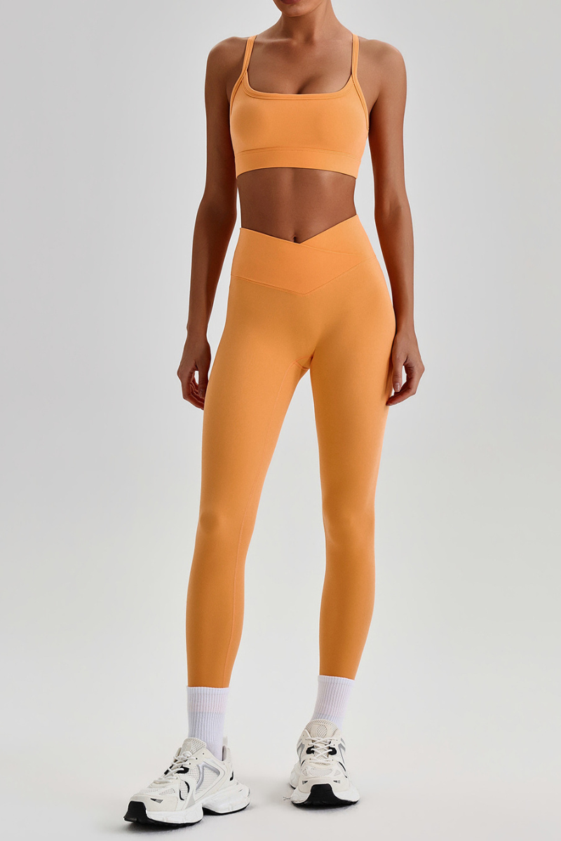 Women's  Crisscross Back Bra & V-Waist Yoga Leggings Set