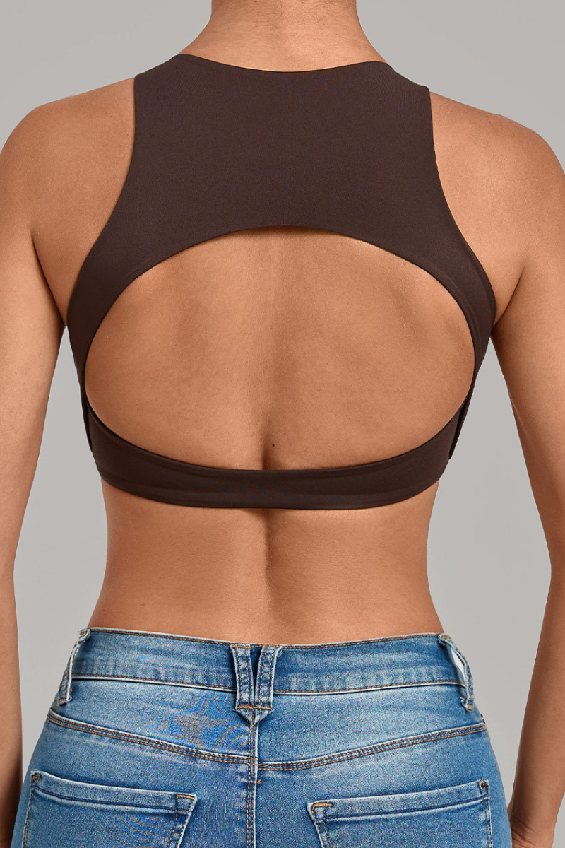 Women's High Neck Padded Racerback Cropped Sports Bra