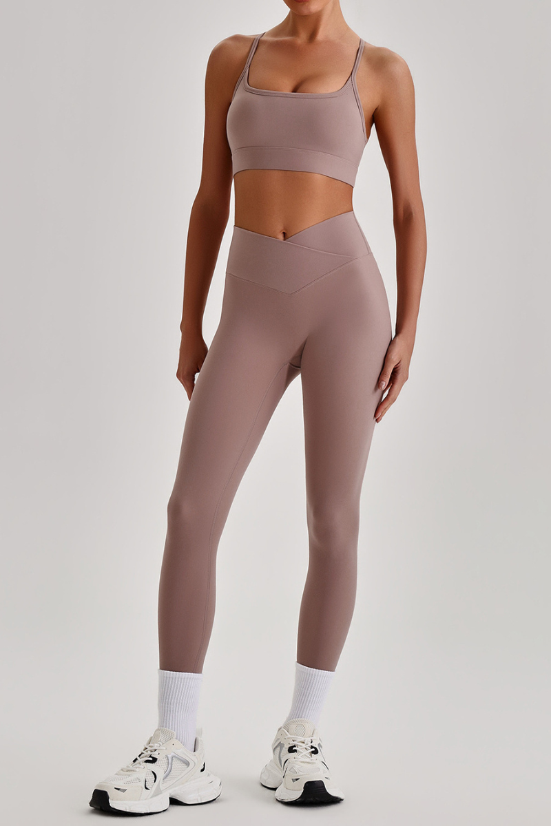 Women's  Crisscross Back Bra & V-Waist Yoga Leggings Set