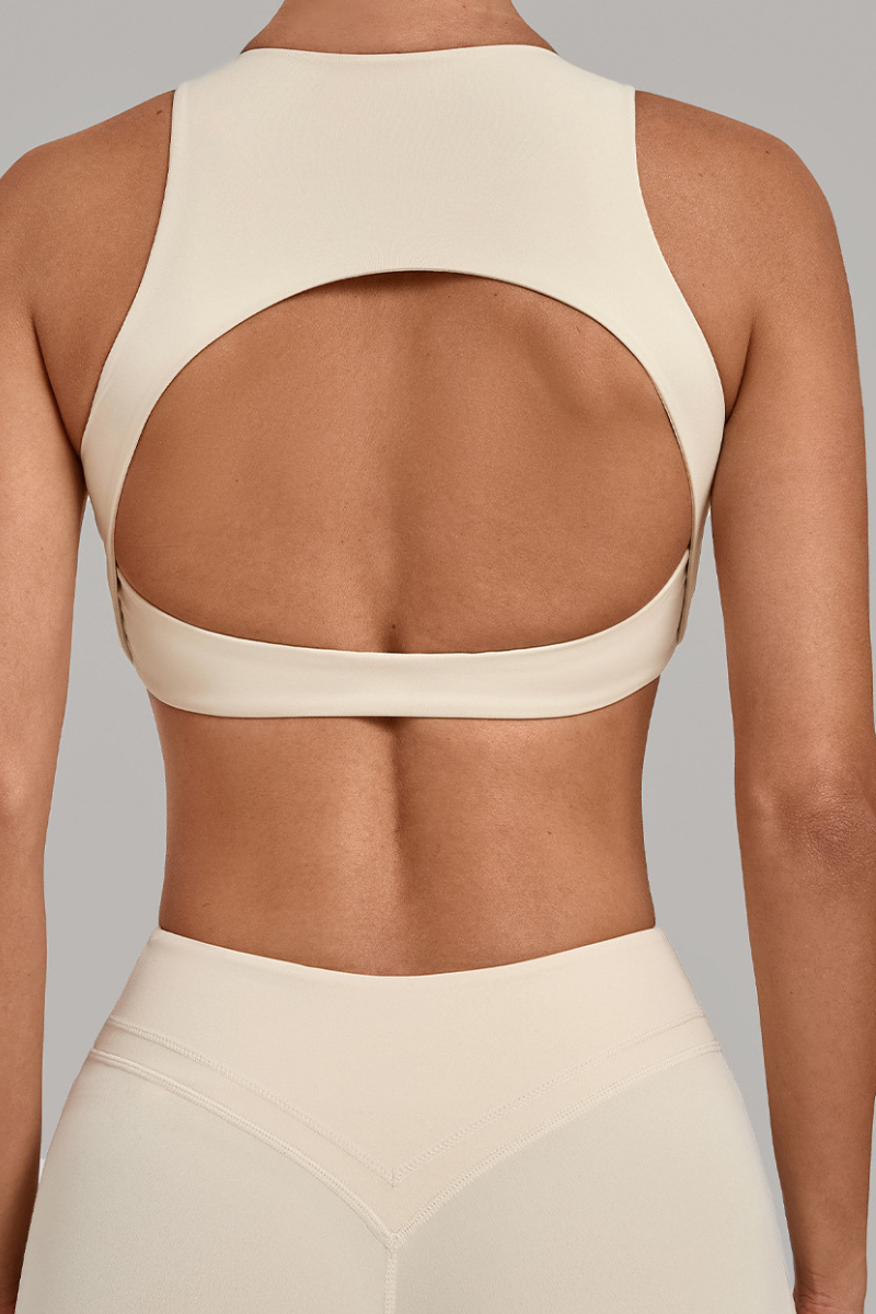 Women's High Neck Padded Racerback Cropped Sports Bra
