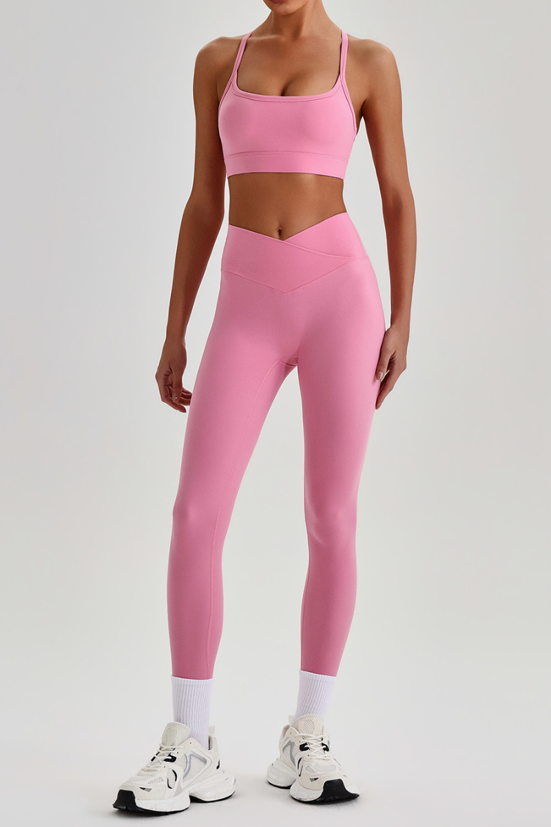 Women's  Crisscross Back Bra & V-Waist Yoga Leggings Set