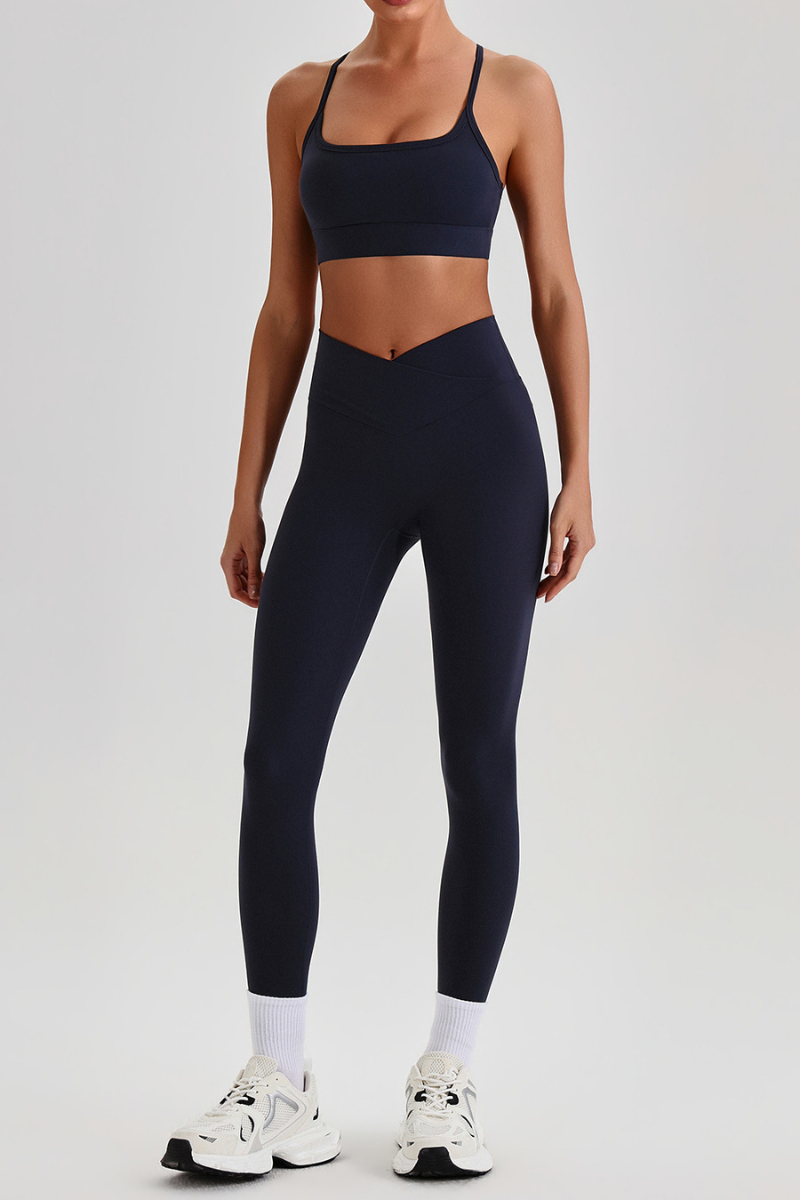 Women's  Crisscross Back Bra & V-Waist Yoga Leggings Set