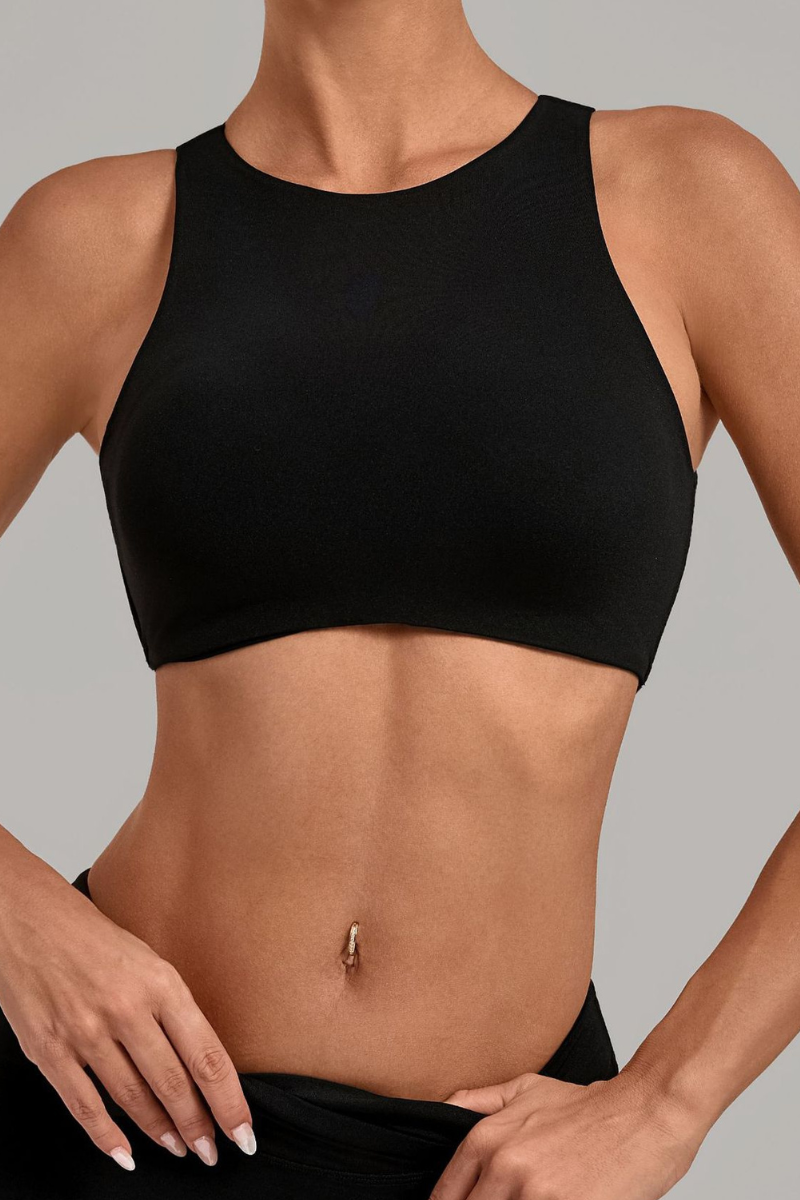 Women's High Neck Padded Racerback Cropped Sports Bra