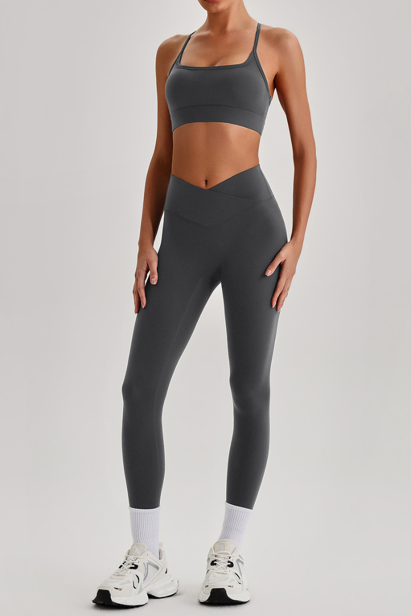 Women's  Crisscross Back Bra & V-Waist Yoga Leggings Set
