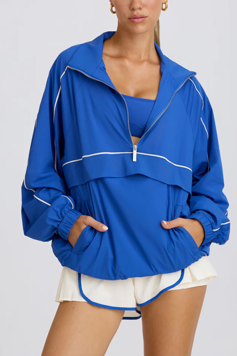 Women's Half-Zip Oversized Windbreaker Sweatshirt