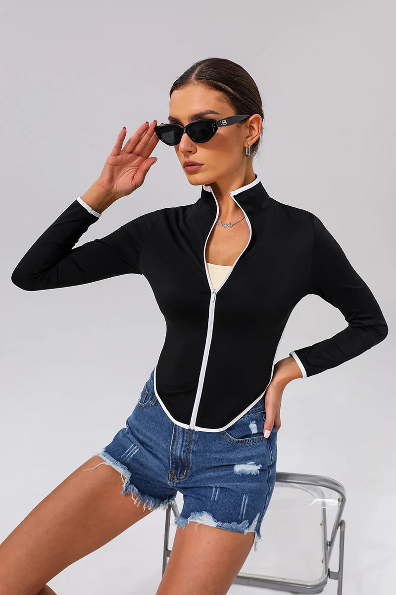 Zula Women White Piping Sports Jacket