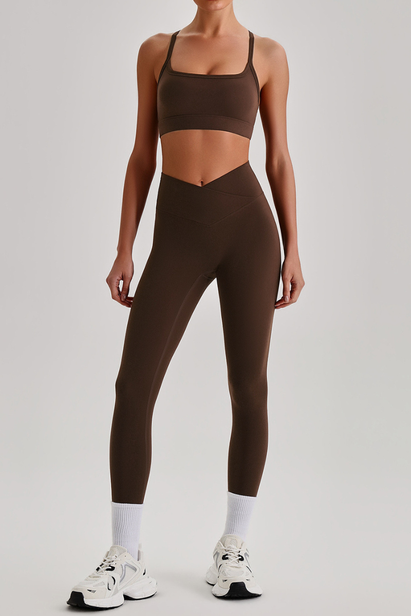Women's  Crisscross Back Bra & V-Waist Yoga Leggings Set