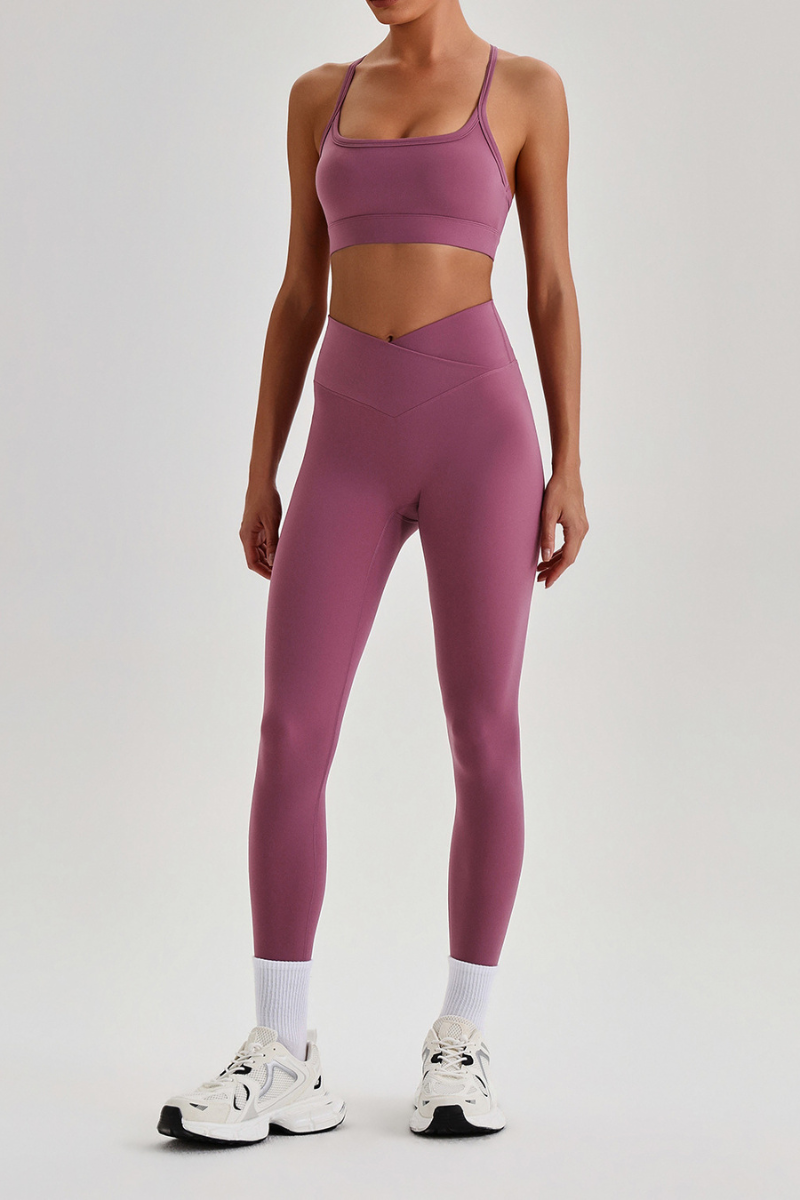 Women's  Crisscross Back Bra & V-Waist Yoga Leggings Set