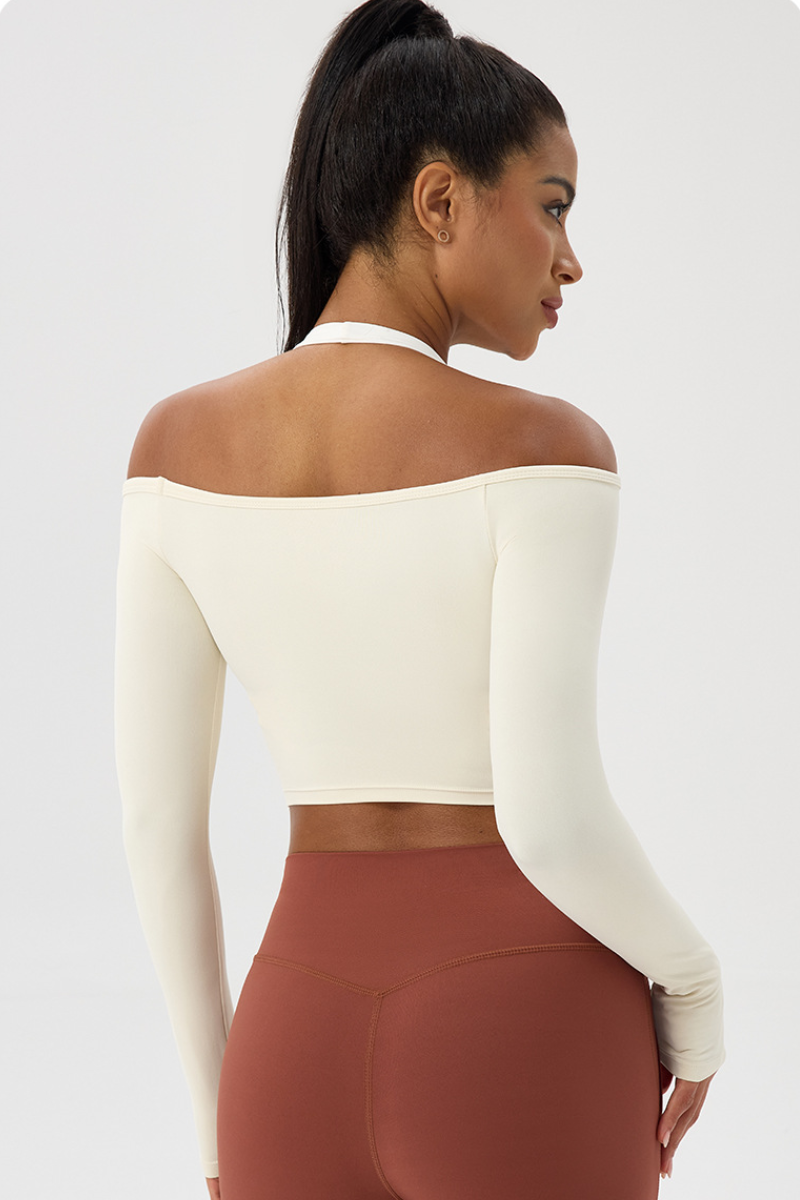 Women's Off the Shoulder Cropped Long-Sleeve Top