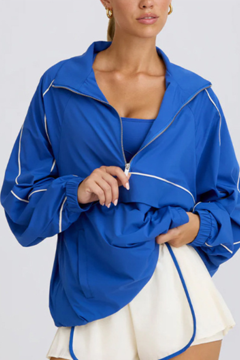 Women's Half-Zip Oversized Windbreaker Sweatshirt