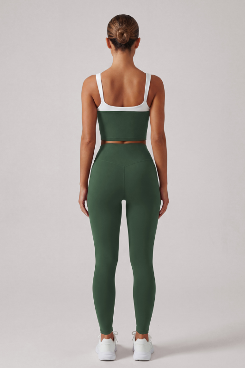 Women's U-Back Cropped Tank Top & High Rise Leggings Set