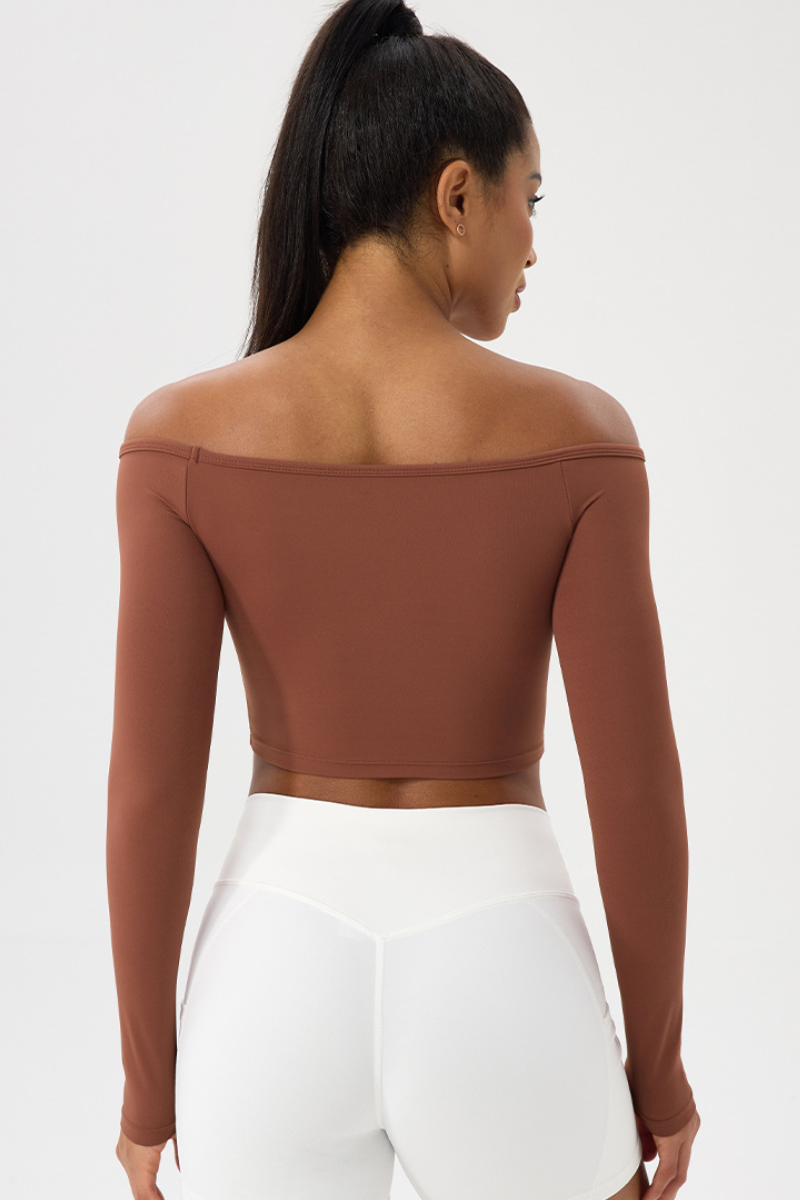 Women's Off the Shoulder Cropped Long-Sleeve Top