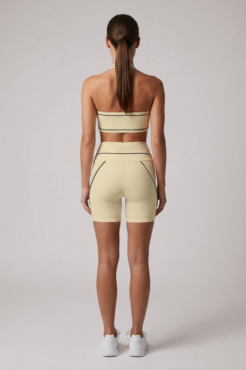 Women's Color Block Halterneck Bra And Shorts Yoga Sets