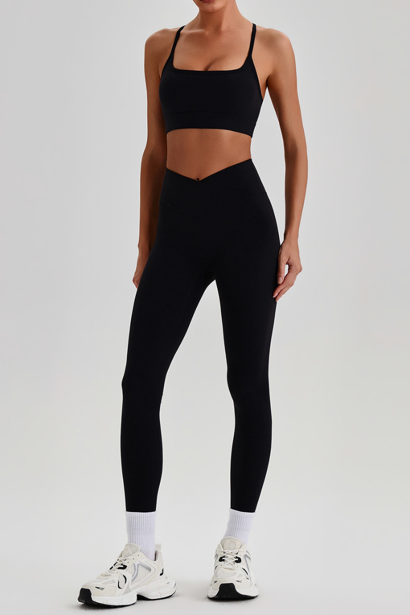 Women's  Crisscross Back Bra & V-Waist Yoga Leggings Set