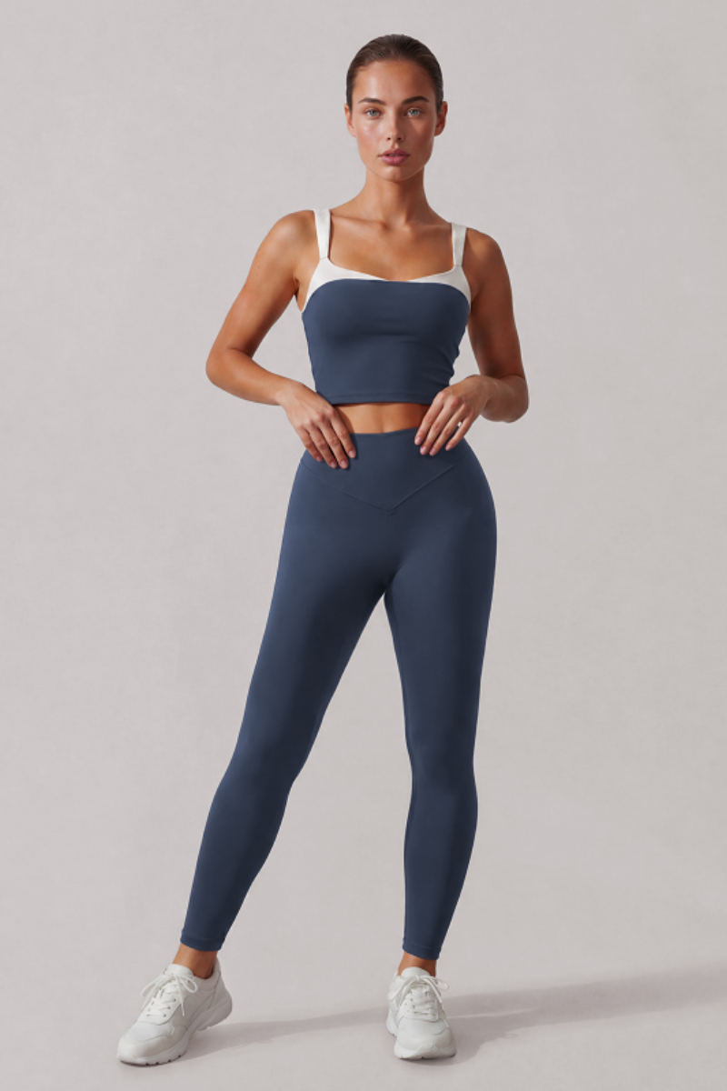 Women's U-Back Cropped Tank Top & High Rise Leggings Set