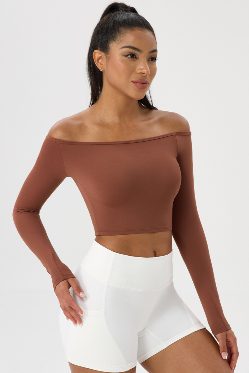 Women's Off the Shoulder Cropped Long-Sleeve Top