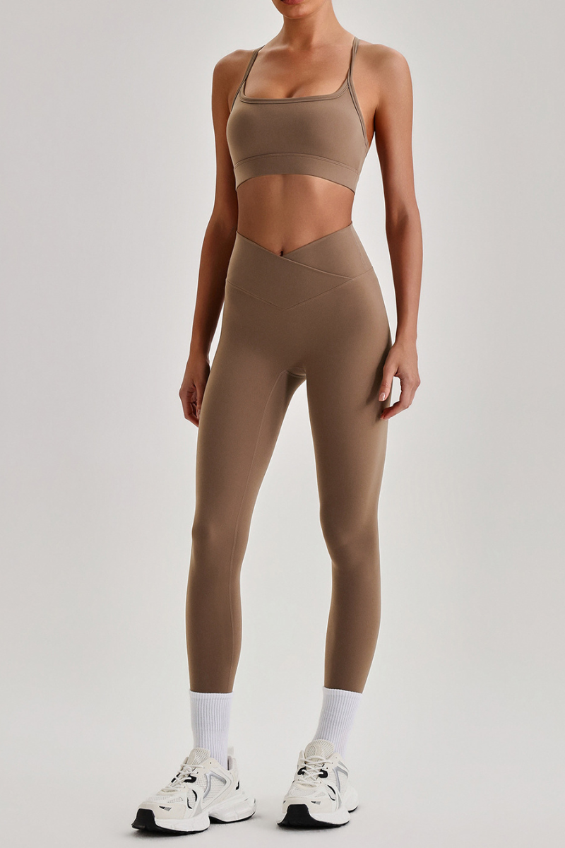 Women's  Crisscross Back Bra & V-Waist Yoga Leggings Set