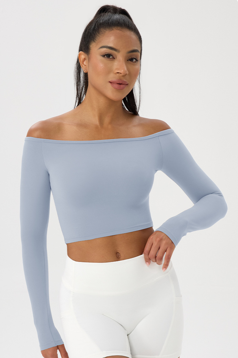 Women's Off the Shoulder Cropped Long-Sleeve Top