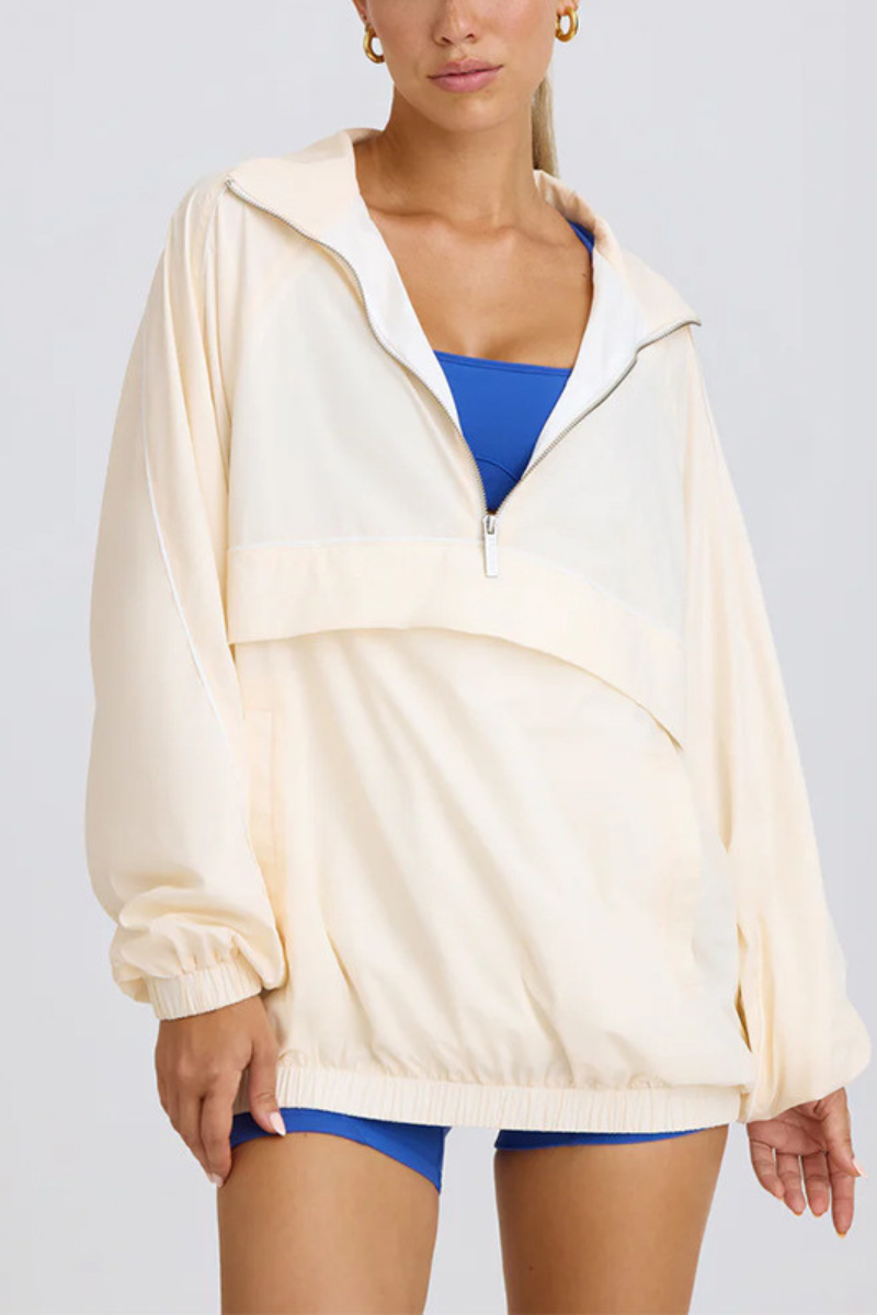 Women's Half-Zip Oversized Windbreaker Sweatshirt