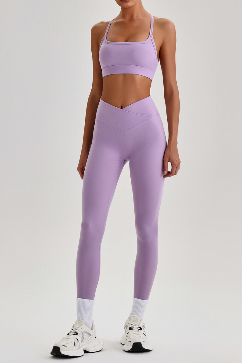 Women's  Crisscross Back Bra & V-Waist Yoga Leggings Set