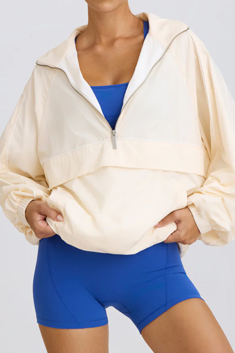 Women's Half-Zip Oversized Windbreaker Sweatshirt