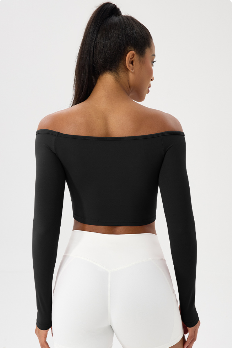 Women's Off the Shoulder Cropped Long-Sleeve Top